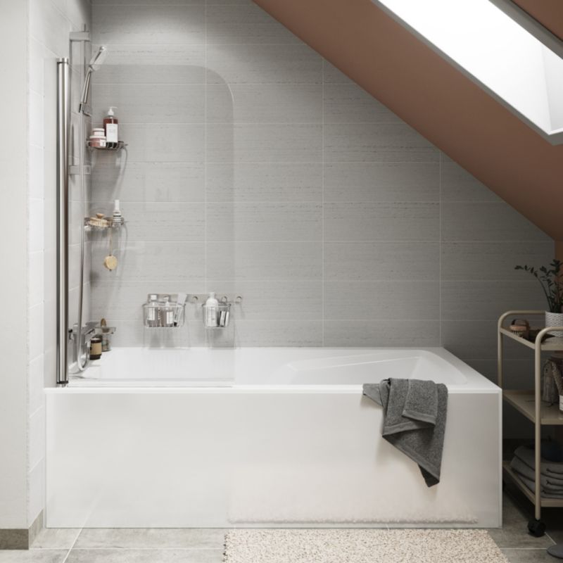 Badekarsskærm 1-delt 130x75 cm Transparent | 1142268C-76