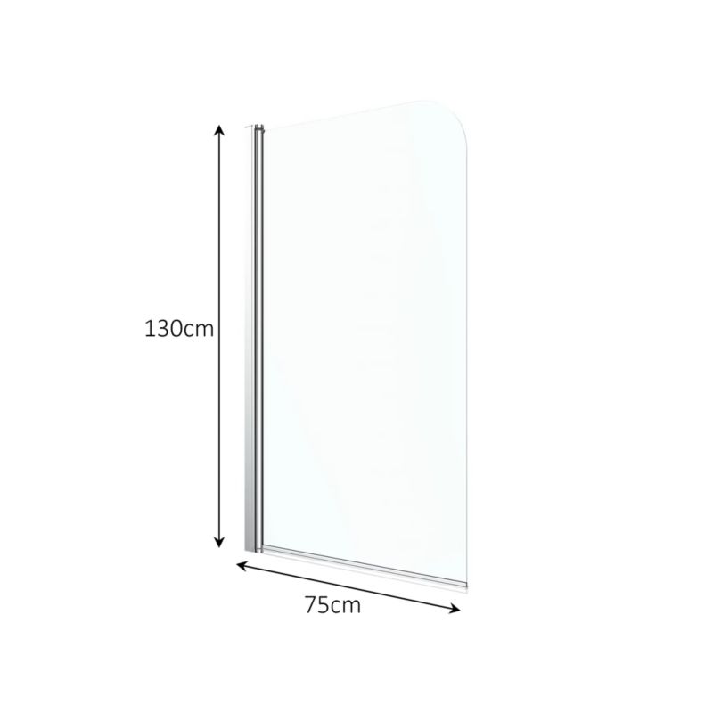 Badekarsskærm 1-delt 130x75 cm Transparent | 1142268C-76