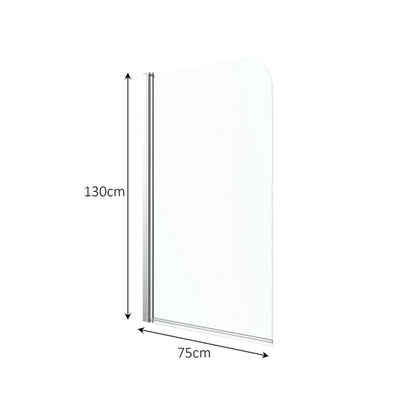 Badekarsskærm 1-delt 130x75 cm Transparent | 1142268C-76
