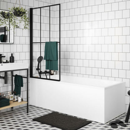 Badekarsskærm Svingbar 80x140 cm Sort | BS-BS-I100