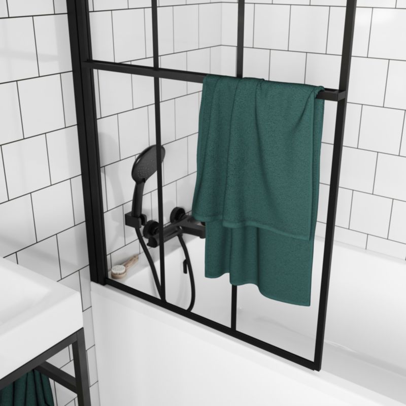 Badekarsafskærmning GoodHome Ahti 80 cm mat-sort