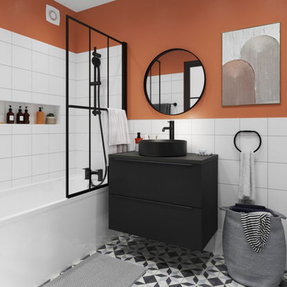Badekarsafskærmning GoodHome Ahti 80 cm mat-sort