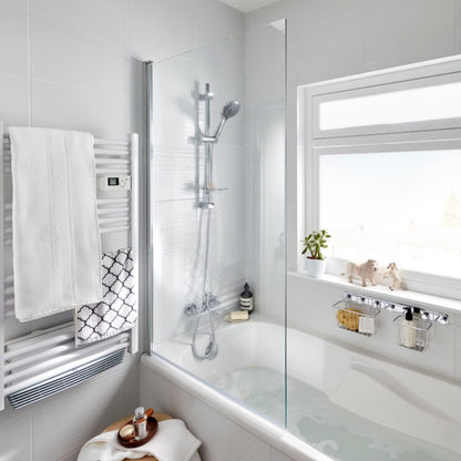 Badekarsskærm Calera 1-delt 140x85 cm Krom/Transparent Glas