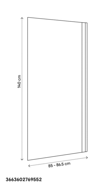 Badekarsskærm Calera 1-delt 140x85 cm Krom/Transparent Glas