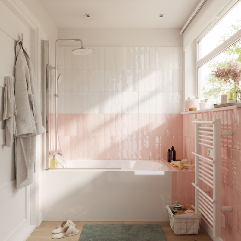 GoodHome Calera 1-delt badekarsvæg 140 x 85 cm krom/gennemsigtigt glas
