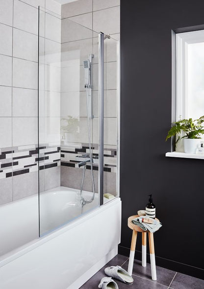 GoodHome Calera 2-delt badekarsafskærmning 140 x 105 cm krom/transparent glas