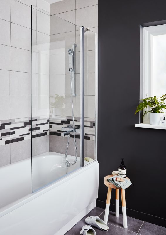GoodHome Calera 2-delt badekarsafskærmning 140 x 105 cm krom/transparent glas