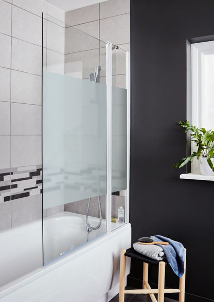 GoodHome Calera 2-delt badekarsafskærmning 140 x 105 cm i hvid dekor