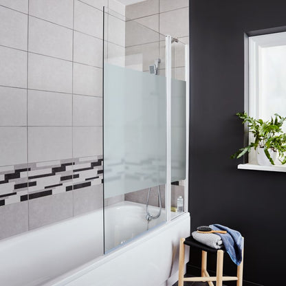 GoodHome Calera 2-delt badekarsafskærmning 140 x 105 cm i hvid dekor