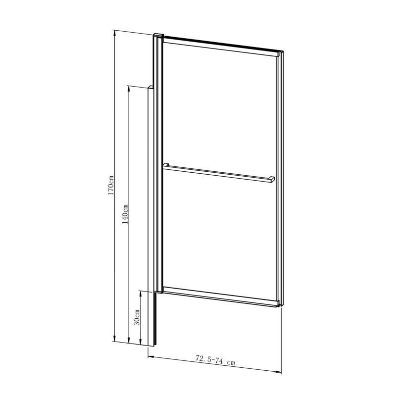 Badekarsafskærmning GoodHome Ezili 118 x 72,5 cm mat-sort