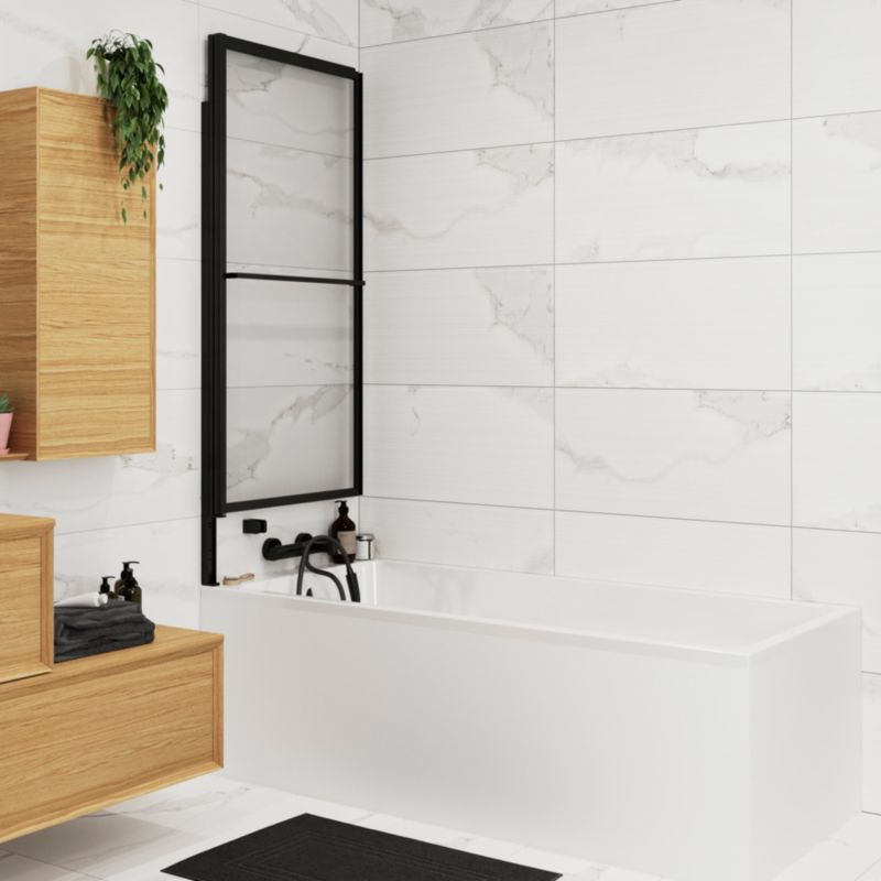 Paravan til badekar 118 x 72,5 cm Sort