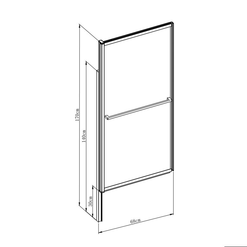 Badekarsafskærmning GoodHome Ezili 118 x 72,5 cm mat-sort
