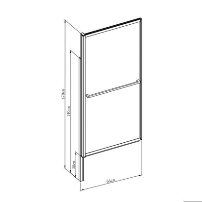 Paravan til badekar 118 x 72,5 cm Sort