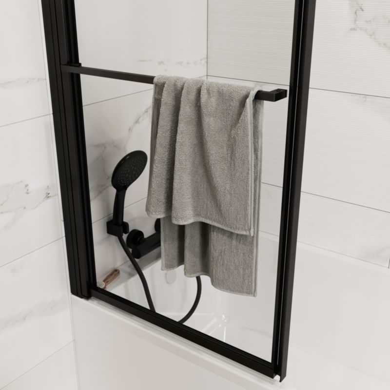 Paravan til badekar 118 x 72,5 cm Sort