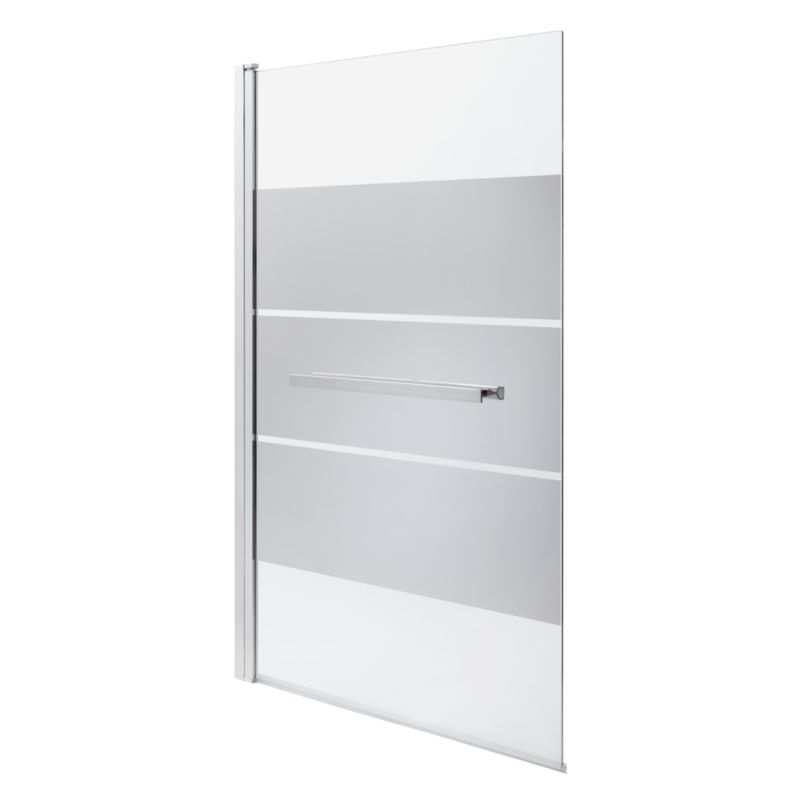 GoodHome Nubia 1-delt badekarsafskærmning 150 x 95 cm krom/spejldekor
