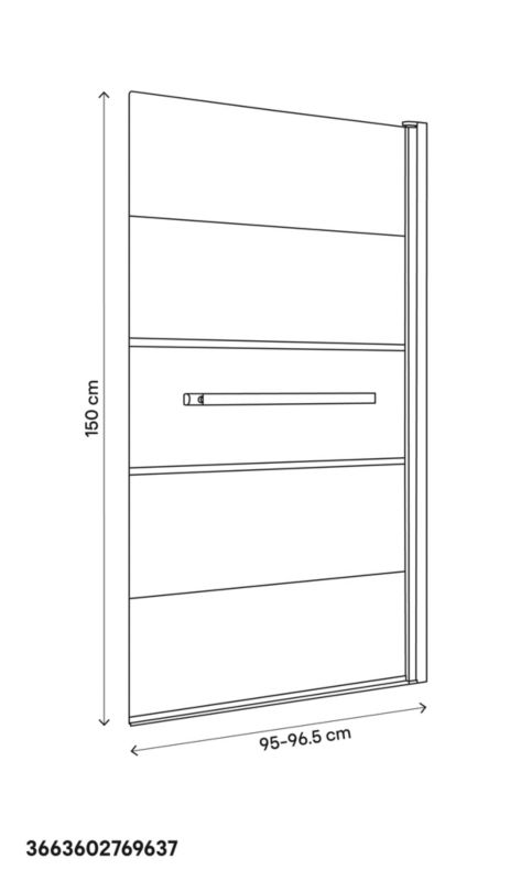 Badekarsskærm Nubia 1-delt 150x95 cm Krom/Spejldekor