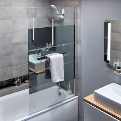GoodHome Nubia 1-delt badekarsafskærmning 150 x 95 cm krom/spejldekor