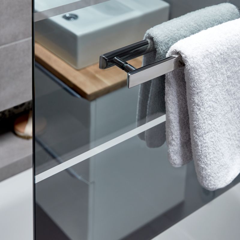 Badekarsskærm Nubia 1-delt 150x95 cm Krom/Spejldekor