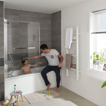 Badekarsvæg GoodHome Nubia 1-delt 150 x 95 cm krom/gennemsigtigt glas