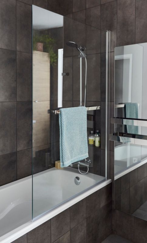 Badekarsvæg GoodHome Nubia 1-delt 150 x 95 cm krom/gennemsigtigt glas
