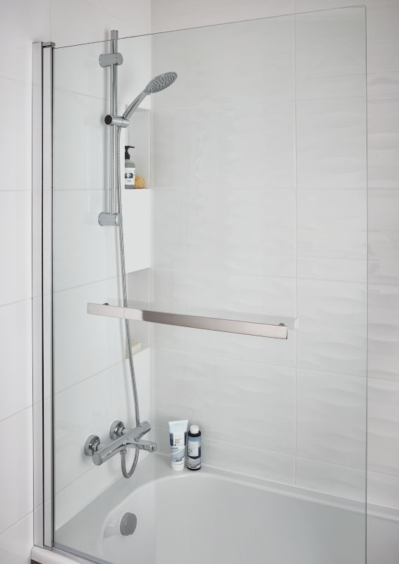 Badekarsvæg GoodHome Nubia 1-delt 150 x 95 cm krom/gennemsigtigt glas