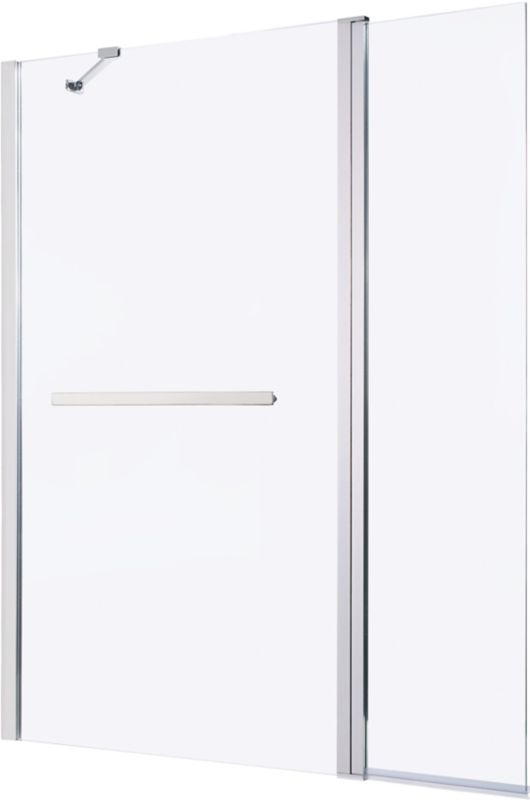 GoodHome Nubia 2-delt badekarsvæg 150 x 125 cm krom/transparent glas