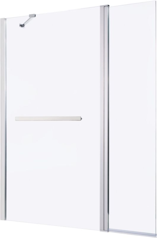 GoodHome Nubia 2-delt badekarsvæg 150 x 125 cm krom/transparent glas