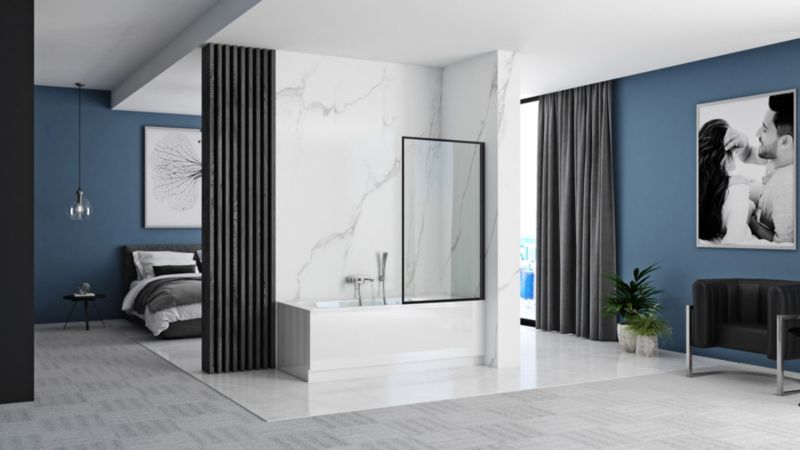 Paravan til Badekar LAGOS FIX 70x140 cm Sort