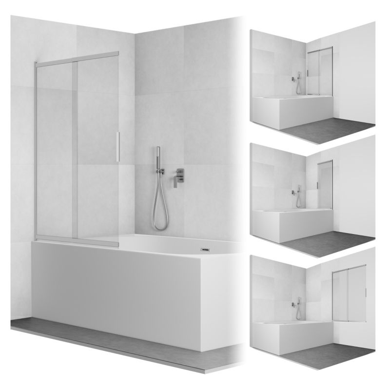 Badekarsskærm 2-delt 100x150 cm Krom MITIS