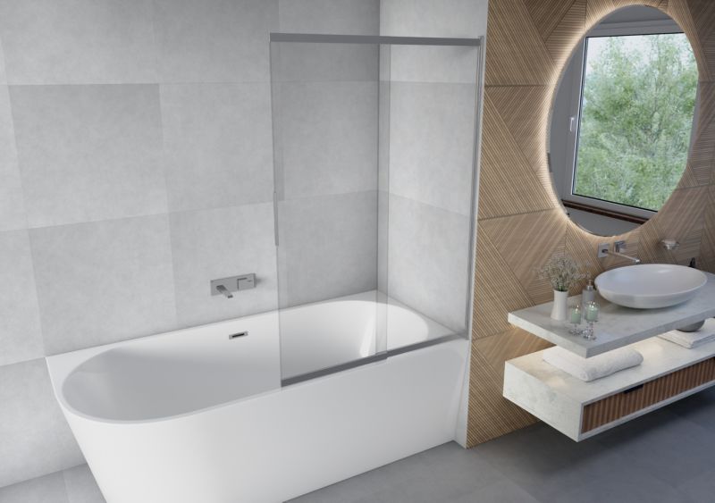 Badekarsskærm 2-delt 100x150 cm Krom MITIS