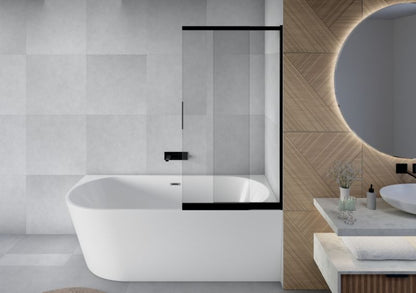 Paravan til Badekar 100x150 cm Skydedør Sort Hærdet Glas