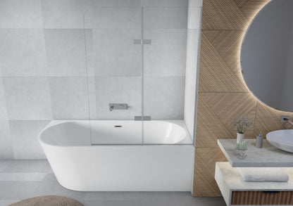 Paravan til Badekar 100x140 cm Foldbar 2-Dele Krom