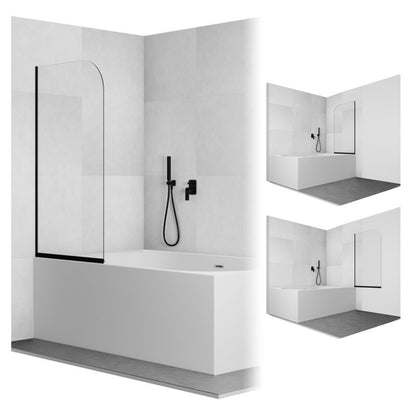Foldbart Badekarsskærm 70x140 cm Sort Hærdet Glas