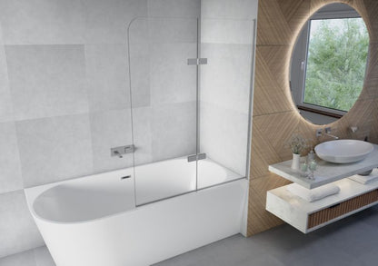 Badekarsskærm PICO 140x80 cm 2-delt Foldbar Krom
