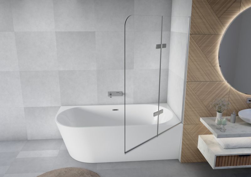 Badekarsskærm PICO 140x80 cm 2-delt Foldbar Krom
