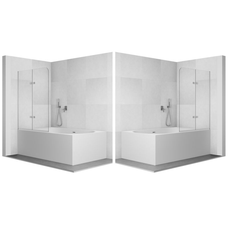 Badekarsskærm PICO 140x80 cm 2-delt Foldbar Krom