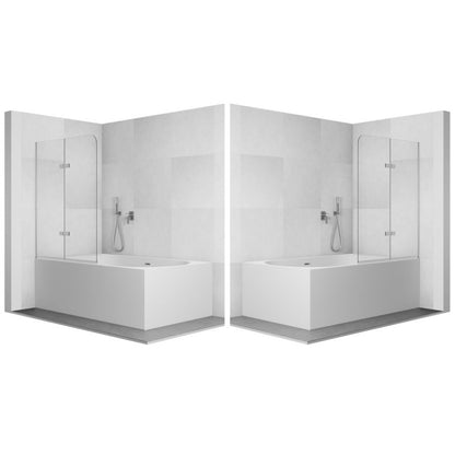 Badekarsskærm PICO 140x80 cm 2-delt Foldbar Krom