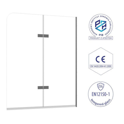 Badekarsskærm PICO 140x80 cm 2-delt Foldbar Krom