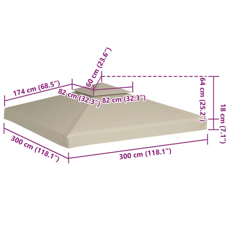 Pavillontag 3x3 m Vandtæt Beige