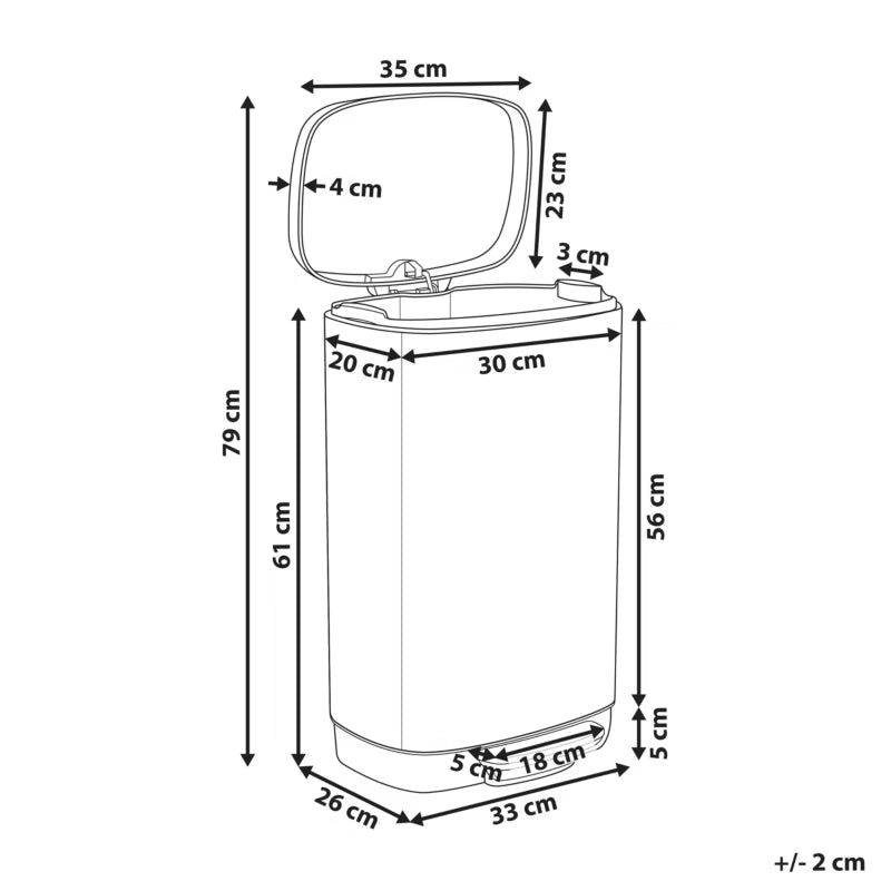 Pedalspand 30 Liter Sort Metal