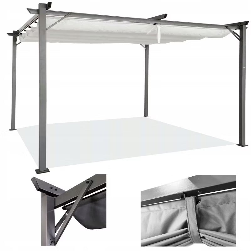 Pergola 290x395 cm Grå Stål