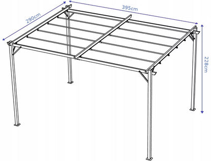 Pergola 290x395 cm Grå Stål