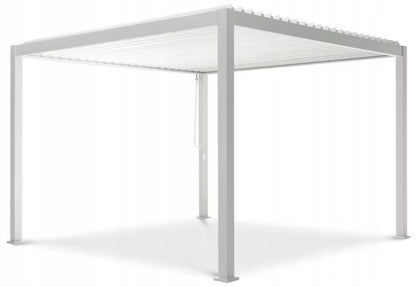 Pergola 3x3 m Hvid Aluminium med Lameltag