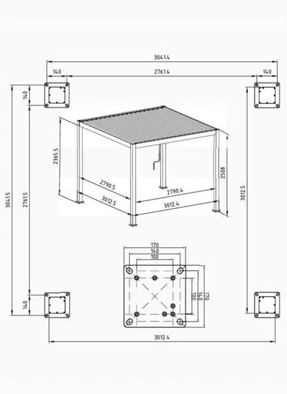 Pergola 3x3 m Hvid Aluminium med Lameltag