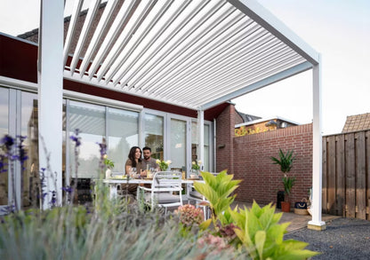 Pergola 3x3 m Hvid Aluminium med Lameltag
