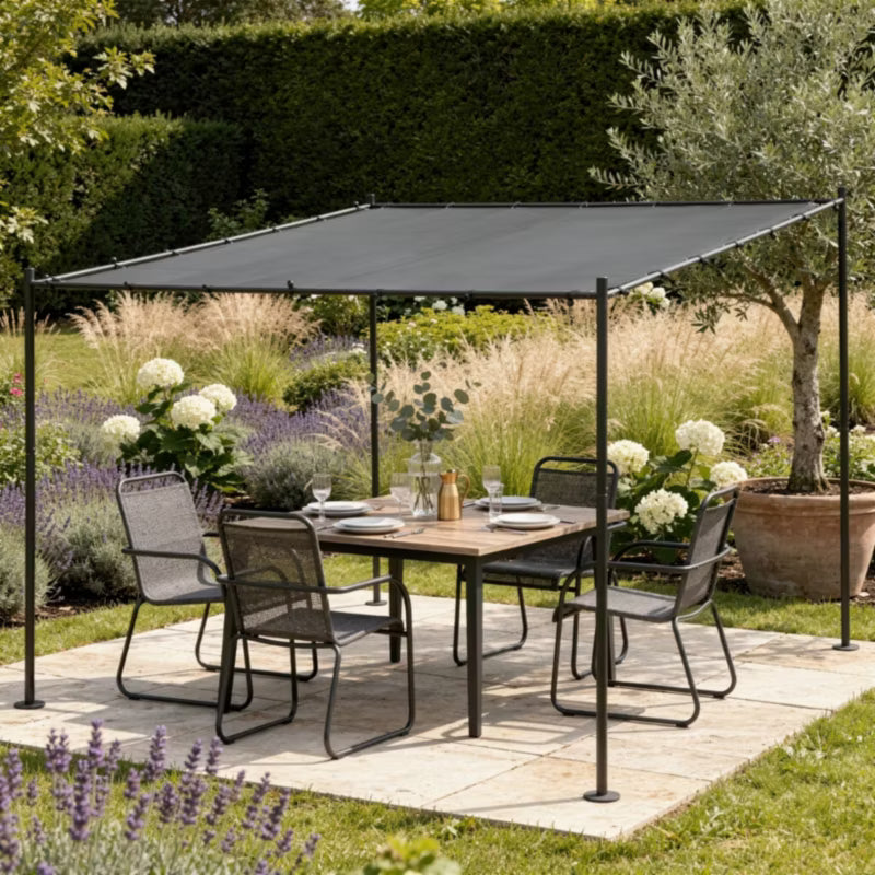 Pergola 3x3 m Sort Stål