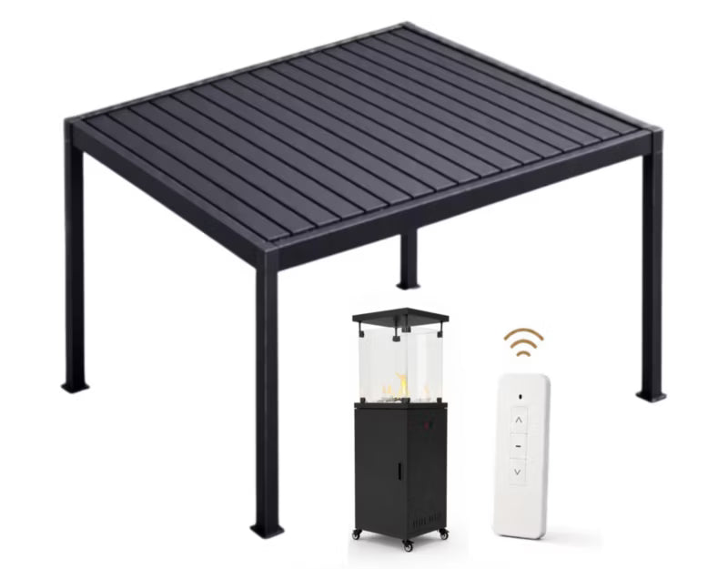 Pergola 3x4 m Antracit med Lameltag og LED