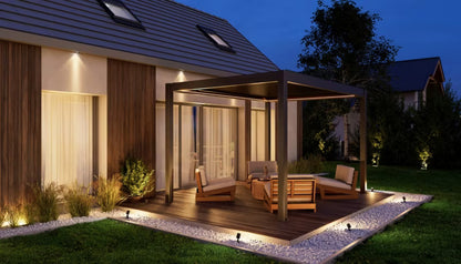 Pergola 3x4 m Antracit med Lameltag og LED