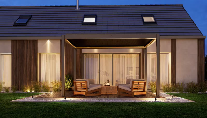 Pergola 3x4 m Antracit med Lameltag og LED