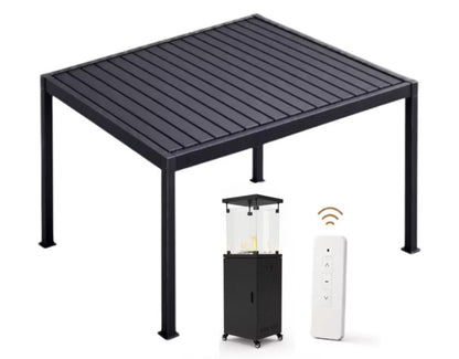 Pergola 3x4 m Antracit med Lameltag og LED
